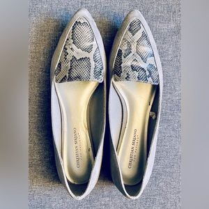 Christian Siriano Grey Snakeskin point toe flats
